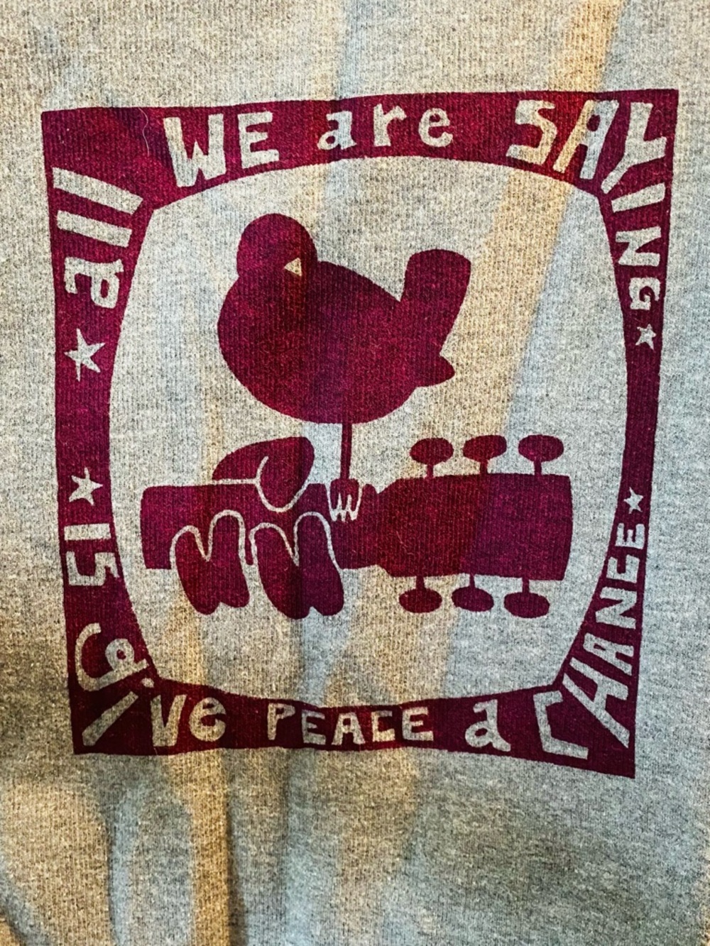 MW Sports Ribbed Crewneck Collar in Yellow, Maroon, Gray Give Peace A Chance